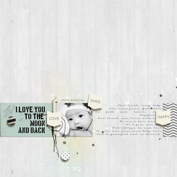 I Love You To The Moon and Back digital layout by margelz using Stamped Sentiments Digital Word Art No. 2: Love by Sahlin Studio