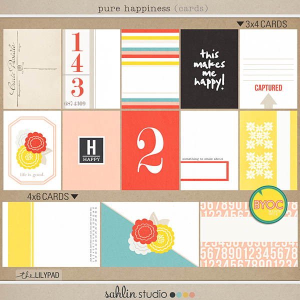 Pure Happiness (Journal Cards) by Sahlin Studio - Perfect for Digital, Project Life or Pocket Page Scrapbooking