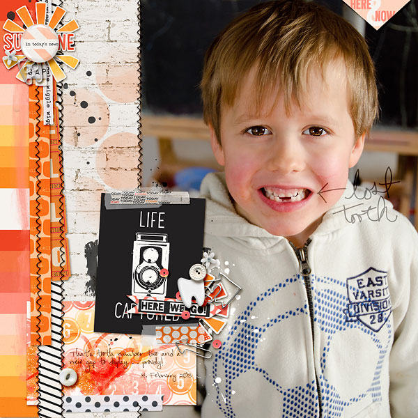 Lost Tooth Digital Scrapbooking Layout by AmberR using Paper Clip - Arrows by Sahlin Studio