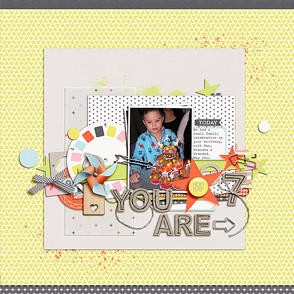 You Are 7 Digital Scrapbooking Layout by Ellie using Paper Clip - Arrows by Sahlin Studio