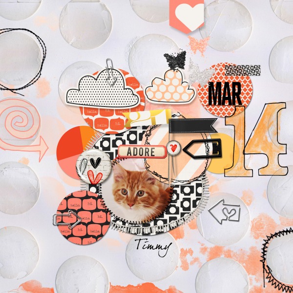 Kitty Cat Digital Scrapbook page by Hanazana featuring Digital Arrow Paper Clips by Sahlin Studio