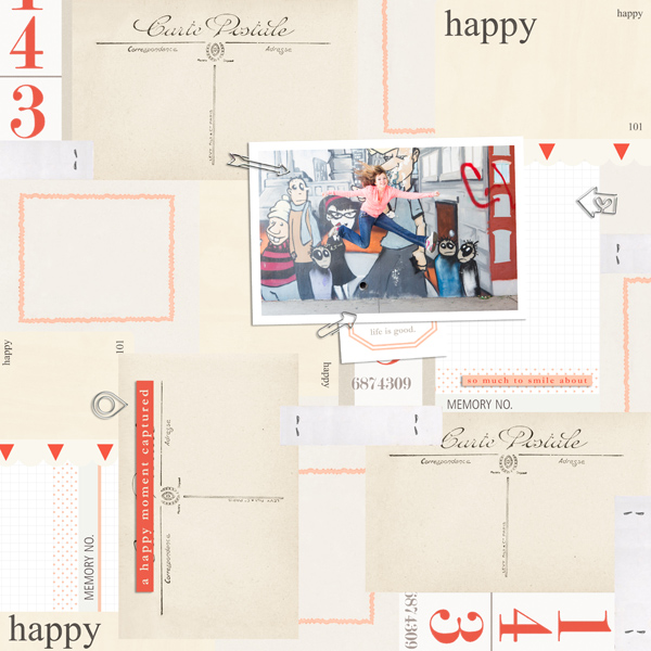 Happy digital scrapbooking layout by EHStudios using Paper Clips - Arrows by Sahlin Studio