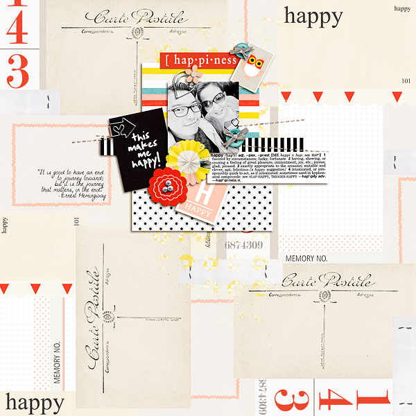 Happy digital scrapbooking layout by Icajovita using Paper Clips-Arrows by Sahlin Studio