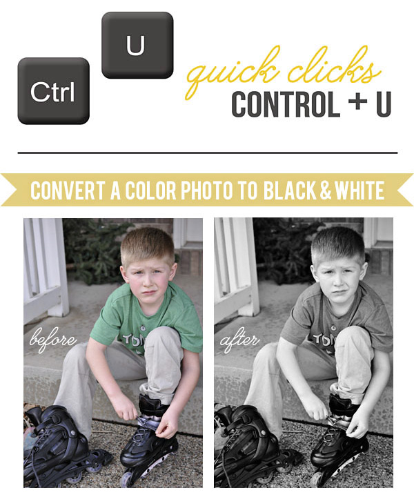 Photoshop Shortcut Using Ctrl U for A Black And White Photo 