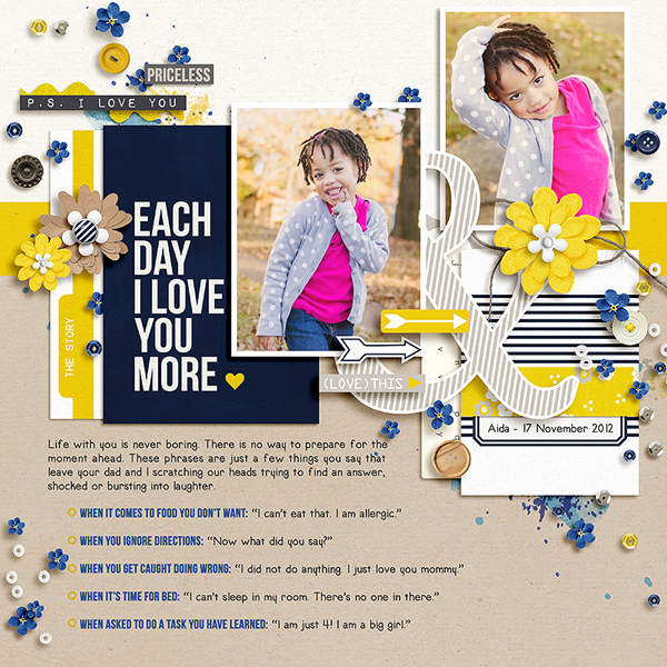 Love You More Digital Scrapbook Page by Tronesia using P.S. I Love You (Kit) by Sahlin Studio