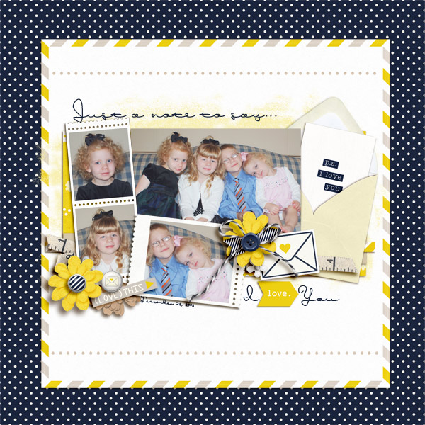 Just A Note Digital Scrapbook Page by becca1976 using P.S. I Love You (Kit) by Sahlin Studio