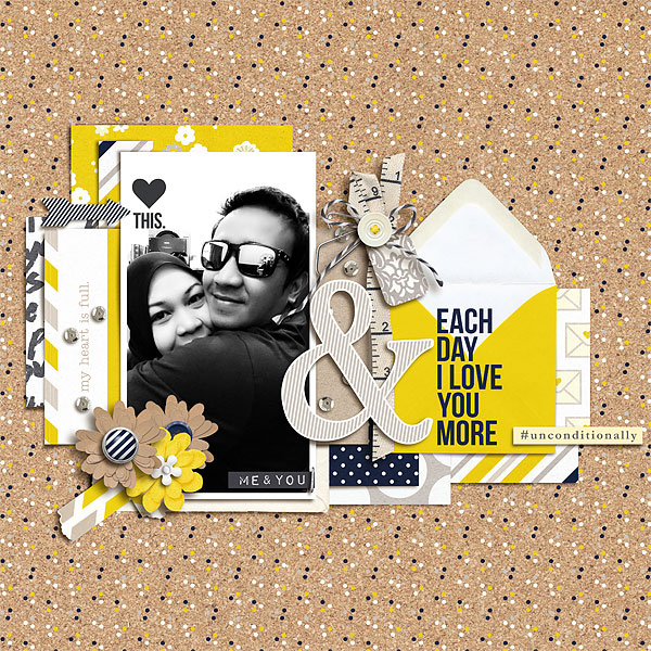Love Digital Scrapbook Page by scrappydonna using P.S. I Love You (Kit) by Sahlin Studio