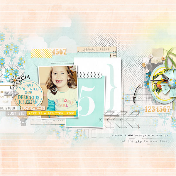 Pretty Girl Digital Scrapbook Page by amberr using Drift Away  by Sahlin Studio