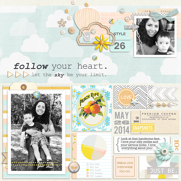 Digital Scrapbook Page by raquels using Drift Away Kit by Sahlin Studio