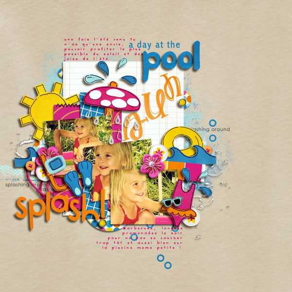 Pool Waterpark digital scrapbooking layout created by arumrose featuring waterpark by sahlin studio and jacque larsen