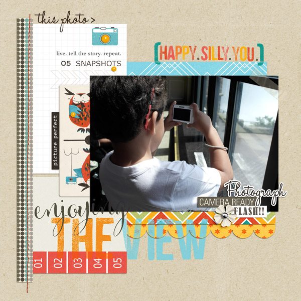 Enjoying the View digital scrapbook page by PuSticks featuring Flashback by Sahlin Studio