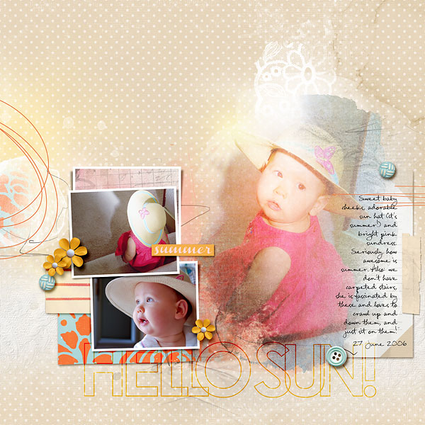 Summer Digital Scrapbook Page by amberr featuring Hello Sun by Sahlin Studio