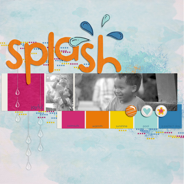 Splash digital scrapbook page by PuSticks featuring Paint Swatch Templates by Sahlin Studio