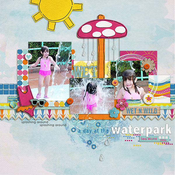 Pool digital scrapbooking layout featuring waterpark by sahlin studio and jacque larsen