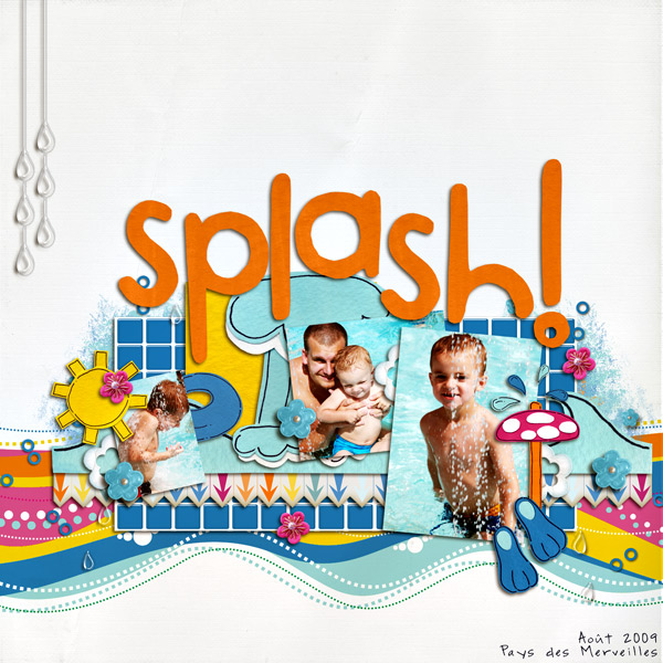 Pool digital scrapbooking layout featuring waterpark by sahlin studio and jacque larsen