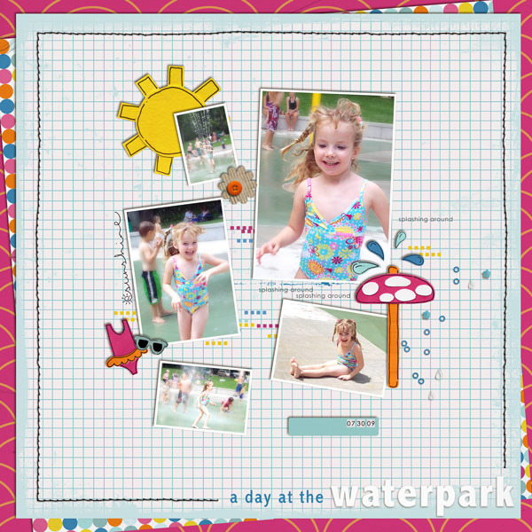 Pool digital scrapbooking layout featuring waterpark by sahlin studio and jacque larsen