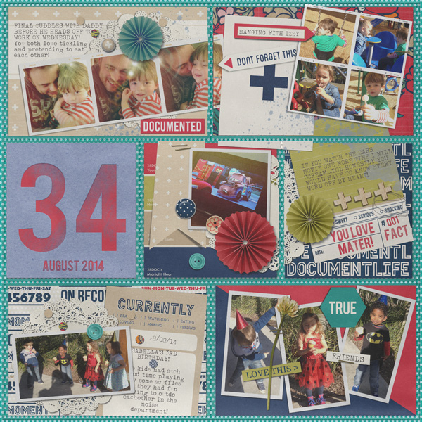 August 2014 Digital Scrapbook layout by justagirl featuring Documentary by Sahlin Studio