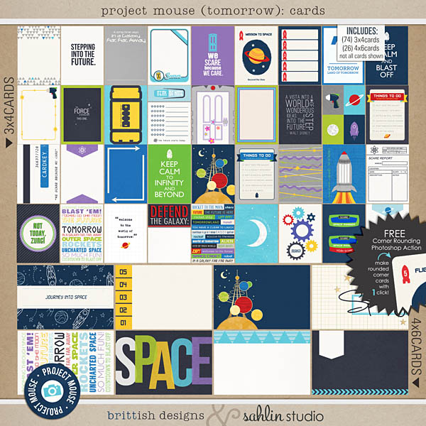 Project Mouse (Tomorrow): Journal Cards by Britt-ish Designs & Sahlin Studio - Perfect for Disney Tomorrowland, Space Mountain, Monsters Inc, in your Project Life albums!