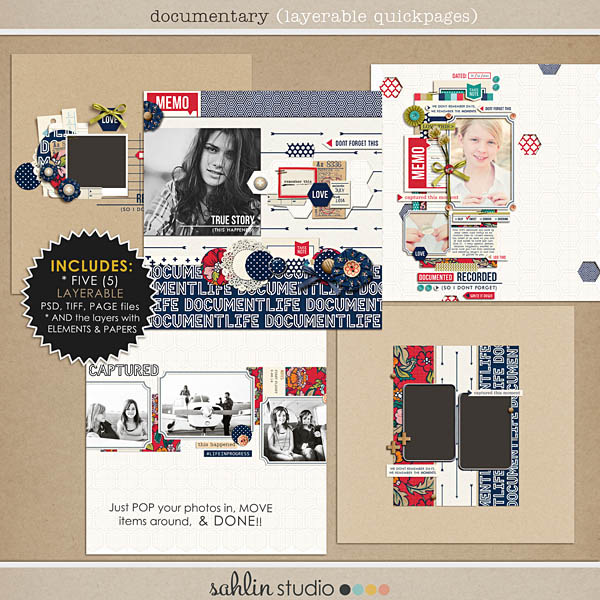 Documentary (Layered Quickpages) - Back to School / Autumn / Fall Digital Scrapbooking by Sahlin Studio