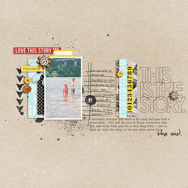 River memories in Texas digital scrapbook layout by 3littleks featuring We Are Storytellers Word Art by Sahlin Studio