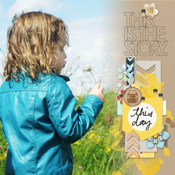 This Day digital scrapbook layout by MlleTerraMoka featuring We Are Storytellers Word Art by Sahlin Studio