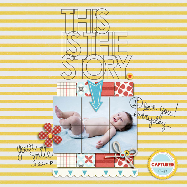 Your Smile digital scrapbook layout by bjc featuring We Are Storytellers Word Art by Sahlin Studio
