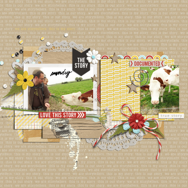 The story digital scrapbook layout by buzinettescrap featuring We Are Storytellers Word Art by Sahlin Studio