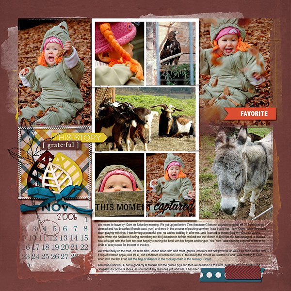 November digital pocket scrapbooking double page by AmberR featuring Gather and MPM Add-Ons by Sahlin Studio