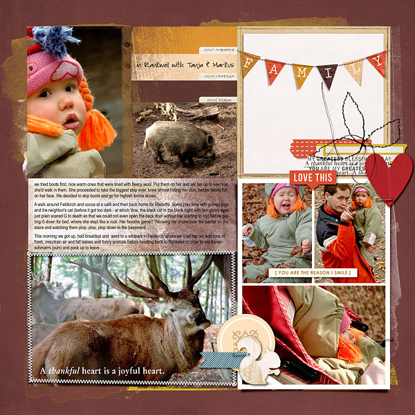 November digital pocket scrapbooking double page by AmberR featuring Gather and MPM Add-Ons by Sahlin Studio