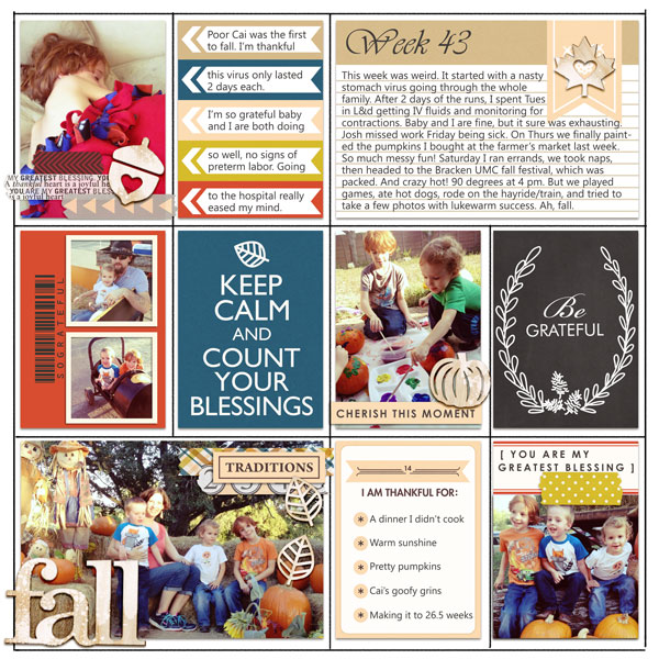Keep Calm and Count Your Blessings digital pocket scrapbooking page by editorialdragon featuring Gather and MPM Add-Ons by Sahlin Studio