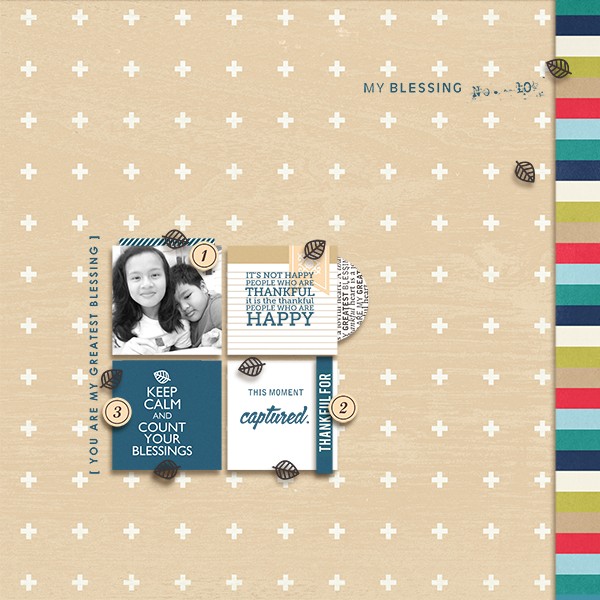 My Blessing digital scrapbook layout by margelz featuring Gather and MPM Add-Ons by Sahlin Studio