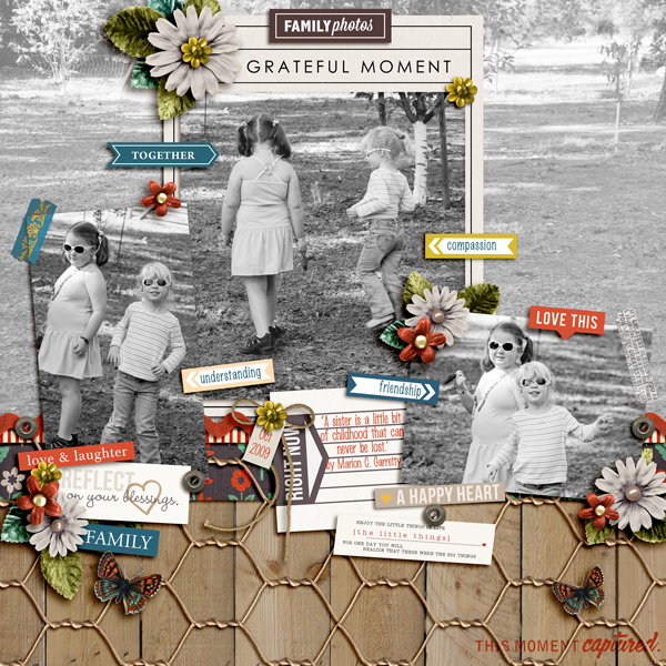 Grateful Moment digital scrapbook layout by pne123 featuring Gather and MPM Add-Ons by Sahlin Studio