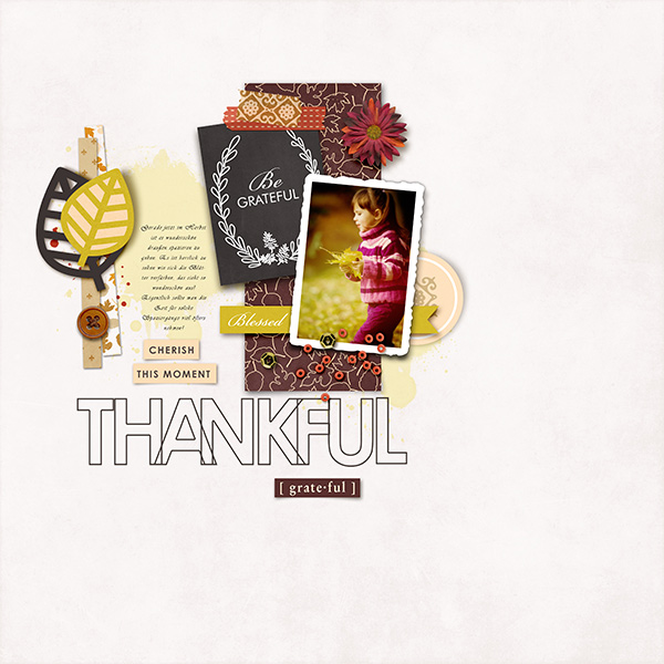 Thankful digital scrapbook page by sucali featuring Gather and MPM Add-Ons by Sahlin Studio