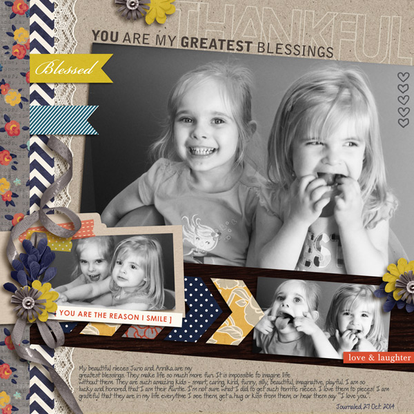 Thankful digital scrapbook page by yzerbear19 featuring Gather and MPM Add-Ons by Sahlin Studio