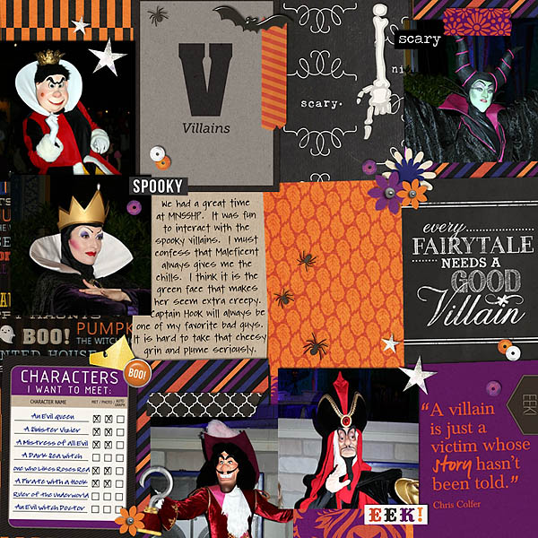 Disney Mickey's Not So Scary Halloween Party digital Project Life page by MelindaS featuring Project Mouse: Villains by Britt-ish Designs and Sahlin Studio