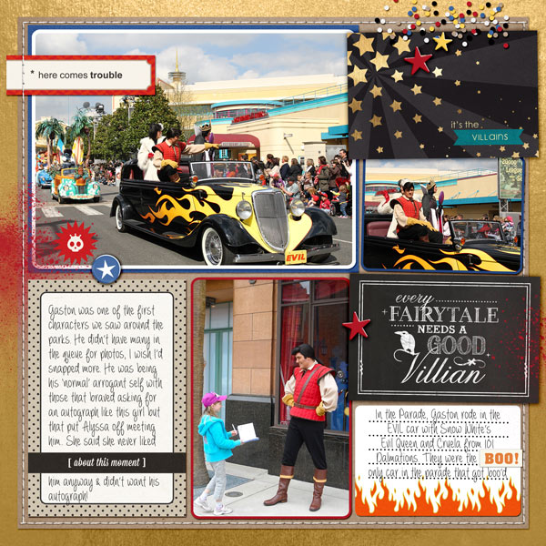 Disney Meet and Greet with Gaston digital Project Life page by bellbird featuring Project Mouse: Villains  (cards & autographs) by Britt-ish Designs and Sahlin Studio