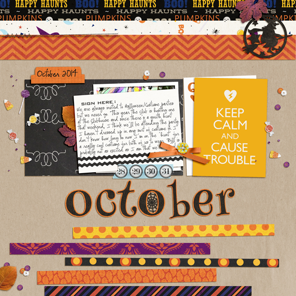 October digital scrapbook page by melrio featuring Project Mouse: Villains  (cards & autographs) by Britt-ish Designs and Sahlin Studio