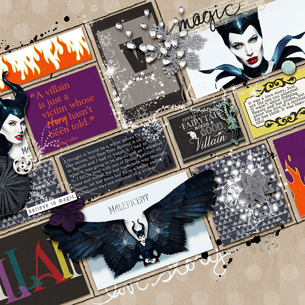 Maleficent digital scrapbooking layout by amberr featuring Project Mouse: Villains  (cards & autographs) by Britt-ish Designs and Sahlin Studio