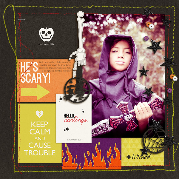 He's Scary Halloween digital scrapbook layout by mikinenn featuring Project Mouse: Villains by Britt-ish Designs and Sahlin Studio