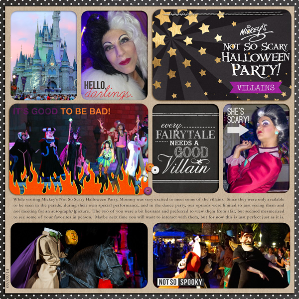 Disney's Not So Scary Halloween Party Project Life page by rlma featuring Project Mouse: Villains  (cards & autographs) by Britt-ish Designs and Sahlin Studio