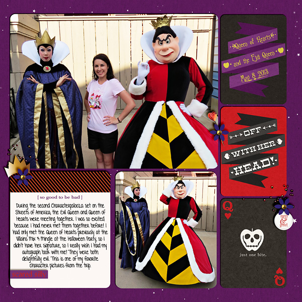 Meet And Greet with Disney's Queen of Hearts and Evil Queen digital scrapbook layout by snowdrop featuring Project Mouse: Villains  (cards & autographs) by Britt-ish Designs and Sahlin Studio