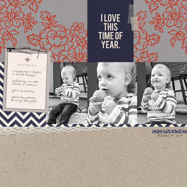 Fall digital scrapbook layout created by EHStudios featuring autumn frost by sahlin studio