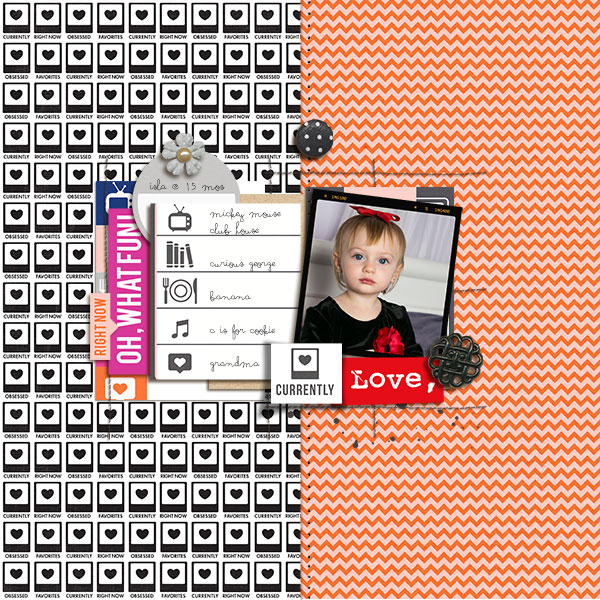 Currents Right Now - Watching, Listening, Loving digital scrapbook page by mikinenn2 using Currently (Journal Cards) by Sahlin Studio. 