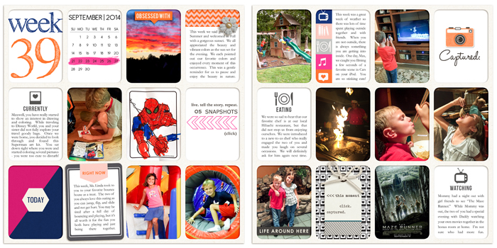 Currents Right Now - Watching, Listening, Loving Project Life page by rlma1 using Currently (Journal Cards) by Sahlin Studio. Perfect for using in your Project Life album!