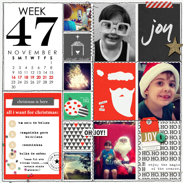 Christmas Holiday Project Life page by AnaPaula using Memory Pocket Monthly Subscription | Joy Perfect for using in your Project Life album!