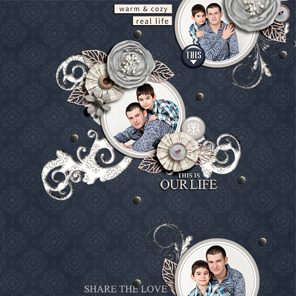 Share The Love digital scrapbook page by Damayanti featuring Chesterfield Kit by Sahlin Studio 