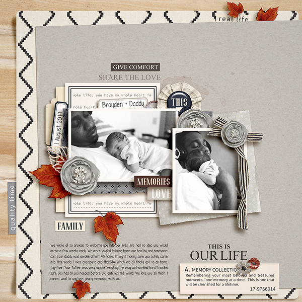 Brayden & Daddy digital scrapbook page by Tronesia featuring Chesterfield Kit by Sahlin Studio 