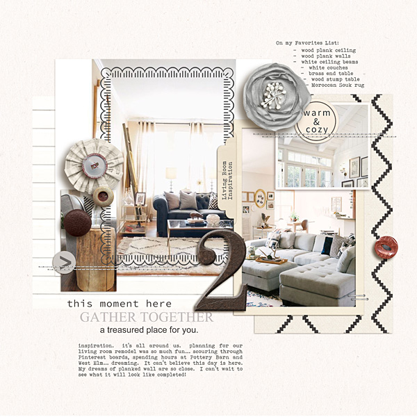 Living Room Inspiration digital scrapbooking page by kristasahlin featuring Chesterfield Kit by Sahlin Studio 