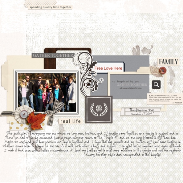 Thanksgiving Day digital scrapbooking page by melrio featuring Chesterfield Kit by Sahlin Studio 