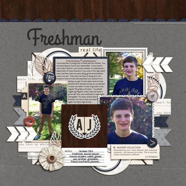 Freshman digital scrapbook page by norton94  featuring Chesterfield Kit by Sahlin Studio 